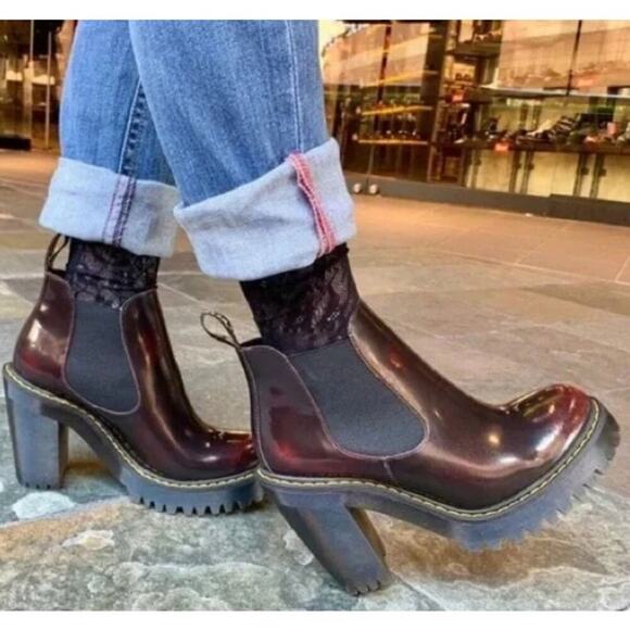 Dr. Martens Shoes - DR. MARTENS Hurston Arcadia Leather Heeled Chelsea Boots Y2K Chukka W7